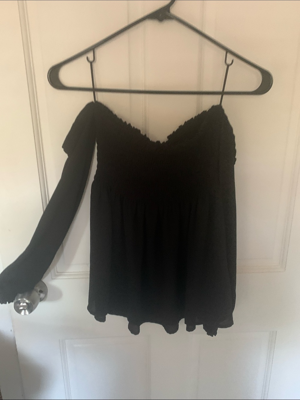 Express Black Off-Shoulder Smocked Women's Top